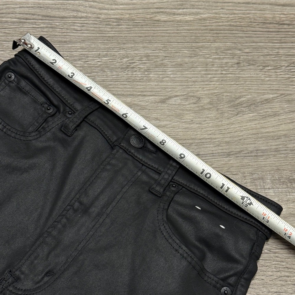 Abercrombie & Fitch 90s Slim Straight Ultra High Rise Coated Black Pants 27 TALL - Picture 6 of 12